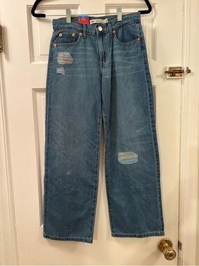 Levi's Girls Wide Leg Jeans with Colorful Patchwork Blue